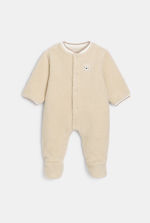 Surpyjama en sherpa beige bébé garçon naissance 1
