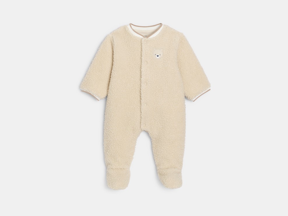 Surpyjama en sherpa beige bébé garçon naissance 1