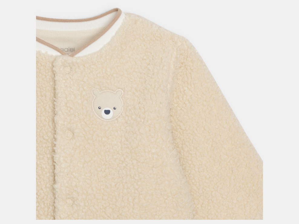 Beige overpyjama van sherpa voor babyjongens 2