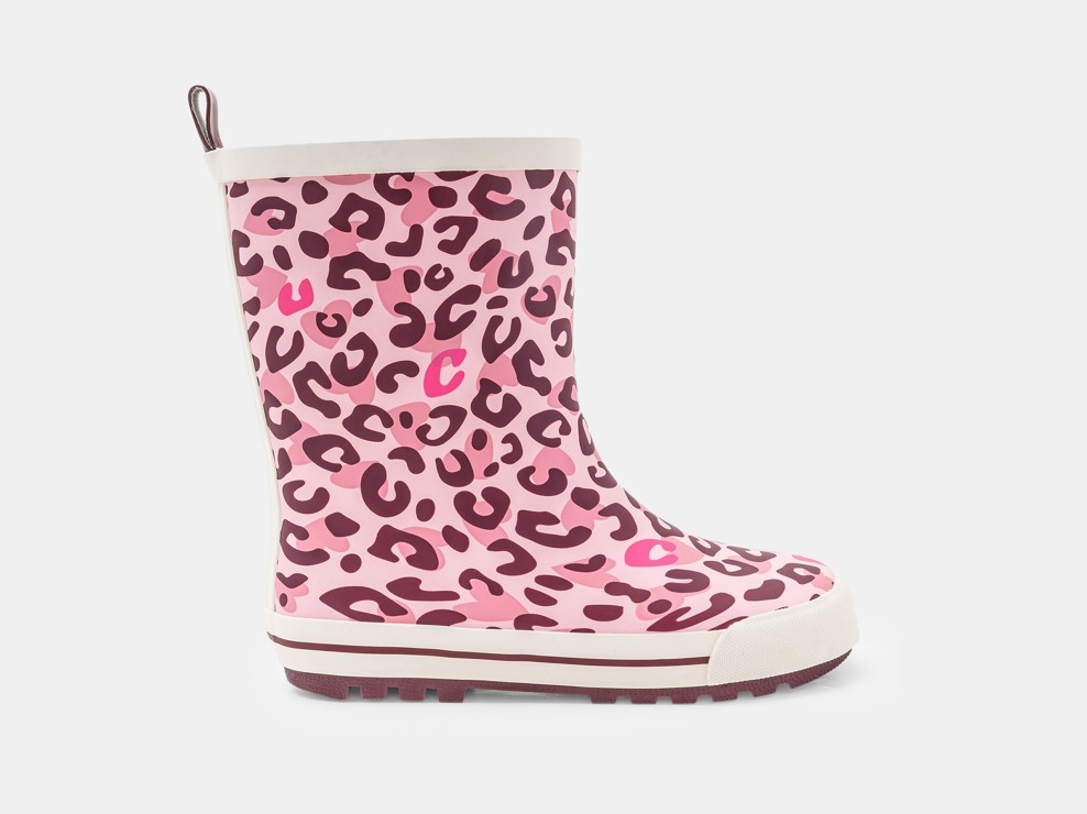 Regenstiefel mit Pelzbesatz Leopard rosa Mädchen 1