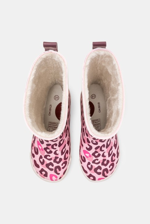 Regenstiefel mit Pelzbesatz Leopard rosa Mädchen 2