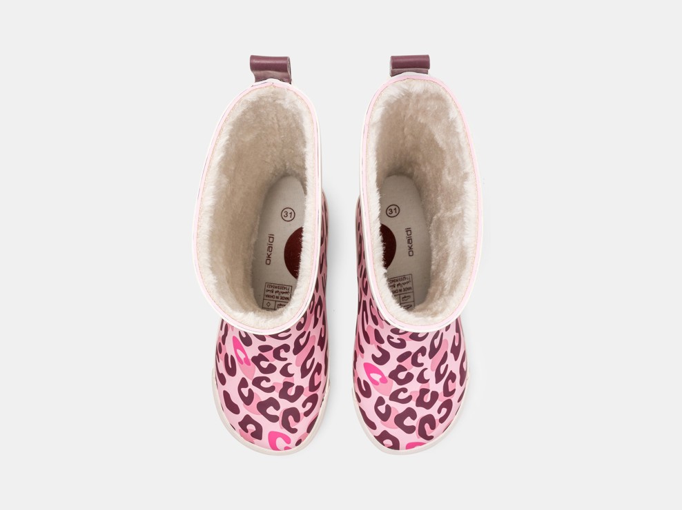 Regenstiefel mit Pelzbesatz Leopard rosa Mädchen 2