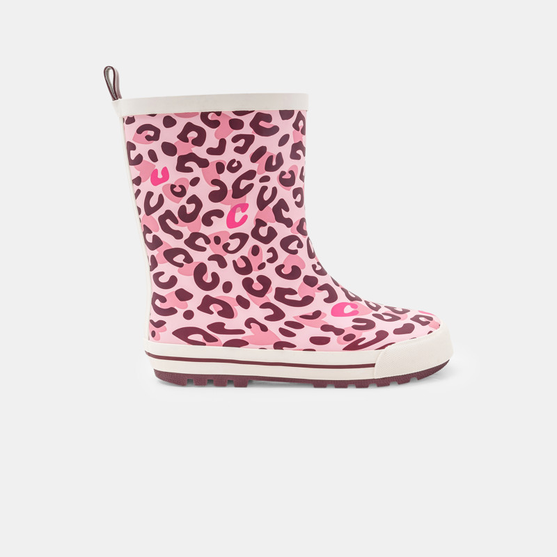 Regenstiefel mit Pelzbesatz Leopard rosa Mädchen