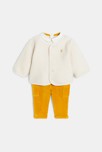 Gilet sherpa pantalon velours et body jaune bébé naissance garçon