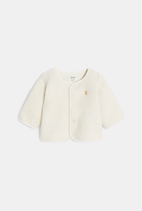 Baby boy's sherpa cardigan, corduroy trousers and yellow bodysuit 2