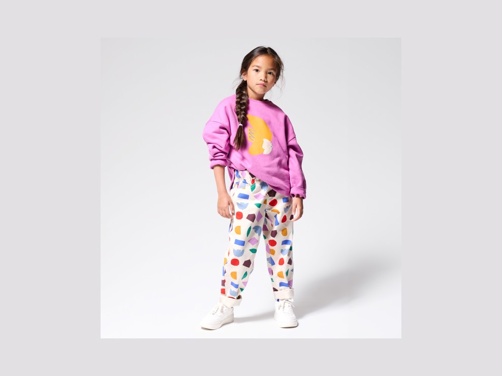 Paarse sweater met vogelmotief M.LARRAIN X OKAIDI 1