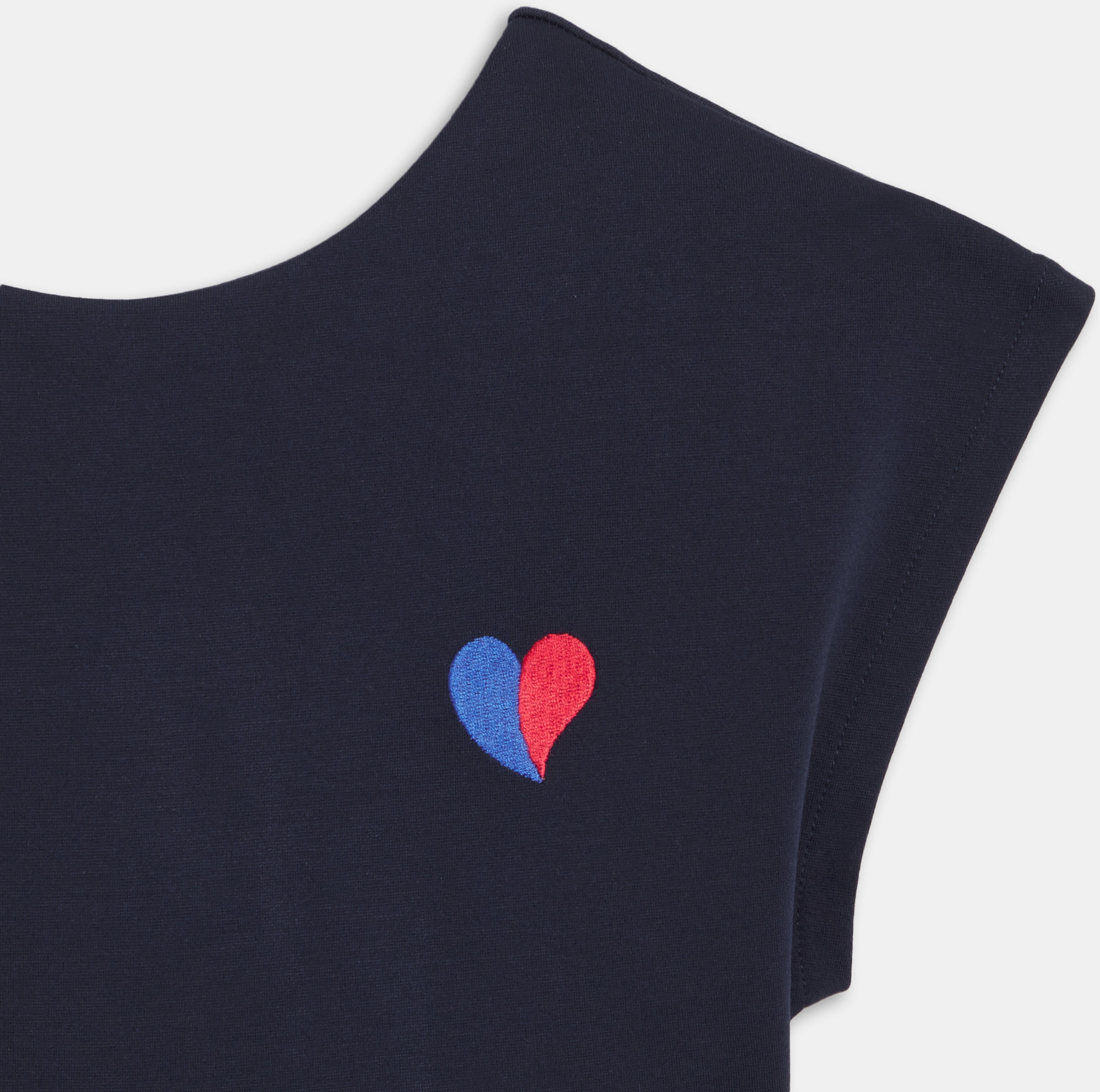Robe manches courtes cœur brodé bleu marine Fille