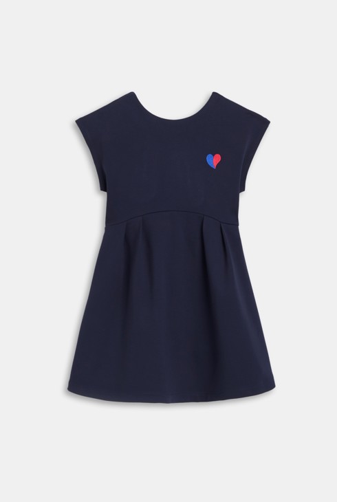 Robe manches courtes cœur brodé bleu marine Fille 2