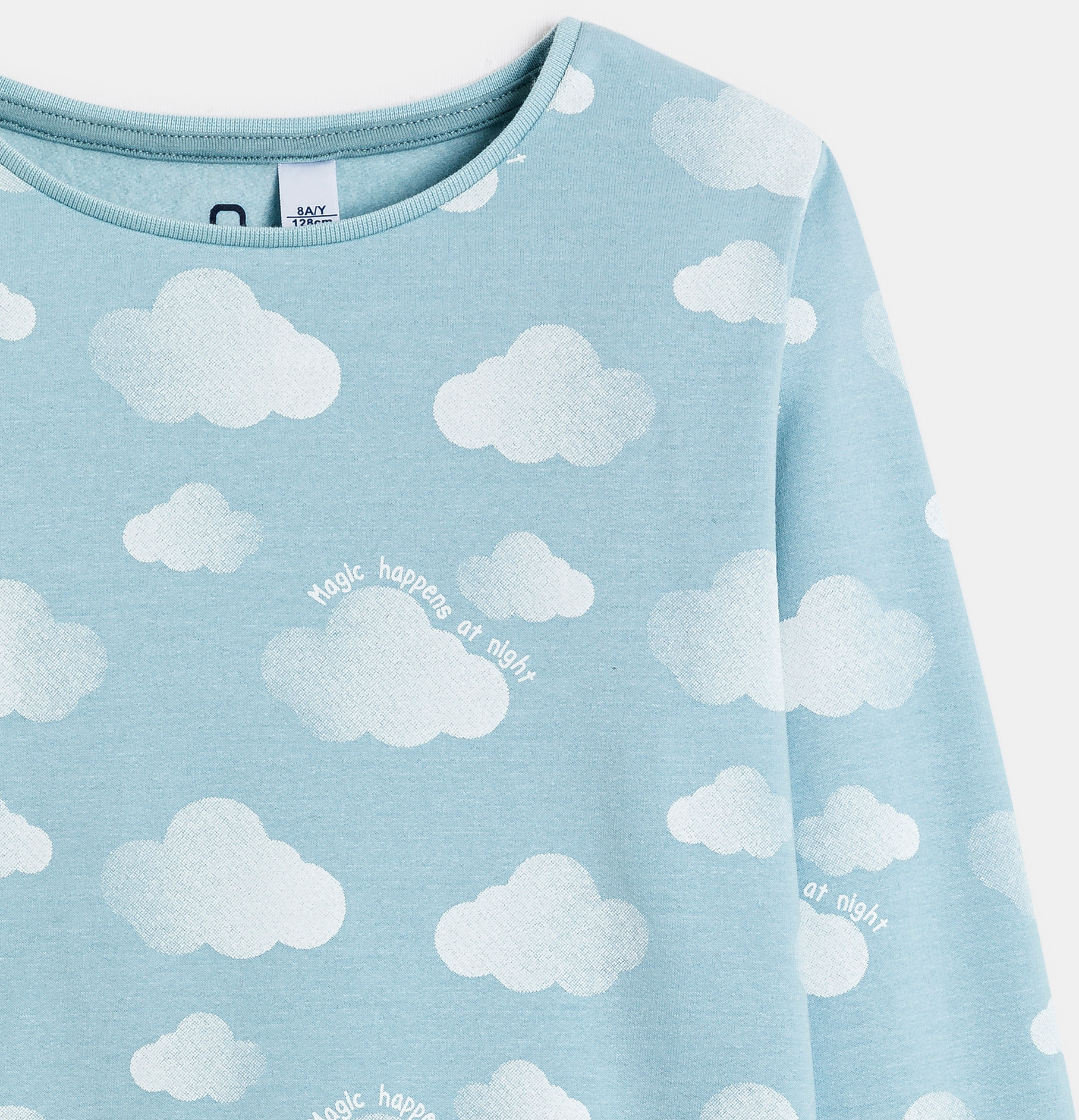 Pyjama 2 pièces en molleton motif nuage bleu ciel Fille