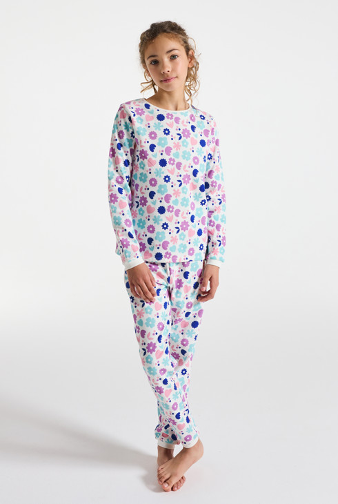 Pijama 2 peces de moletó estampat flor rosa nena 1