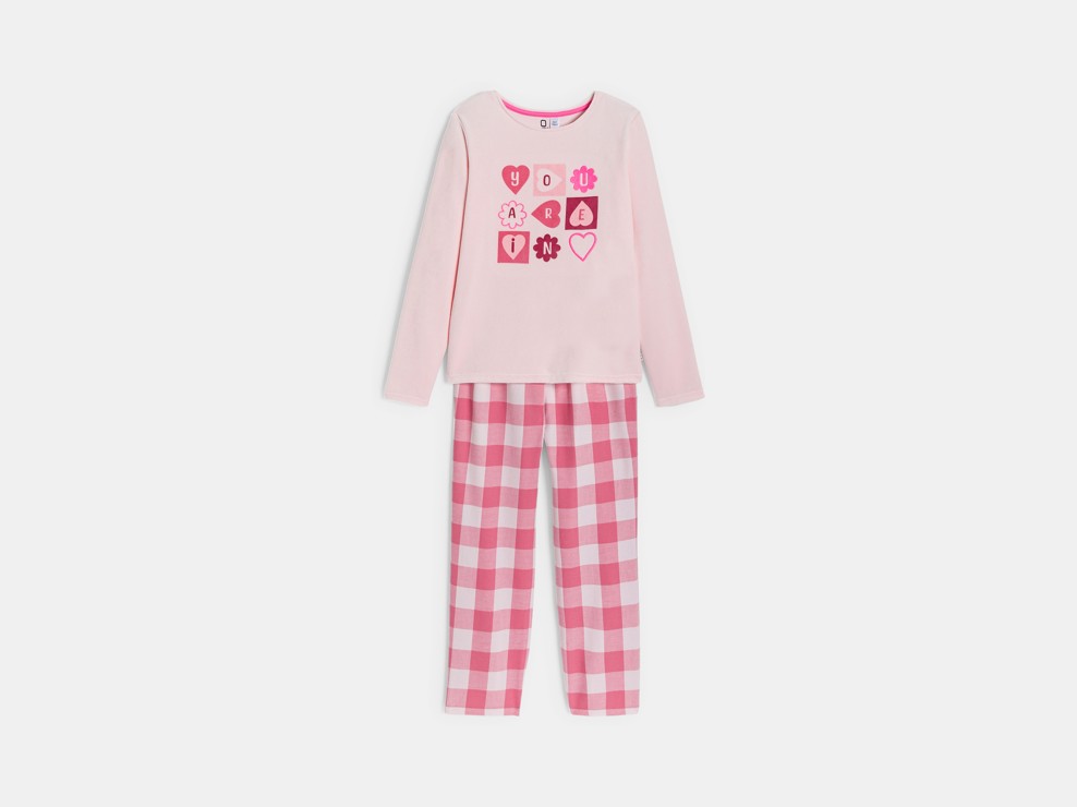 2-teiliger Pyjama mit Herzmotiv in Rosa für Mädchen 2