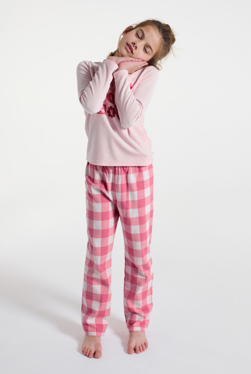 Dvodijelna ružičasta pidžama s motivom srca za djevojčice 1