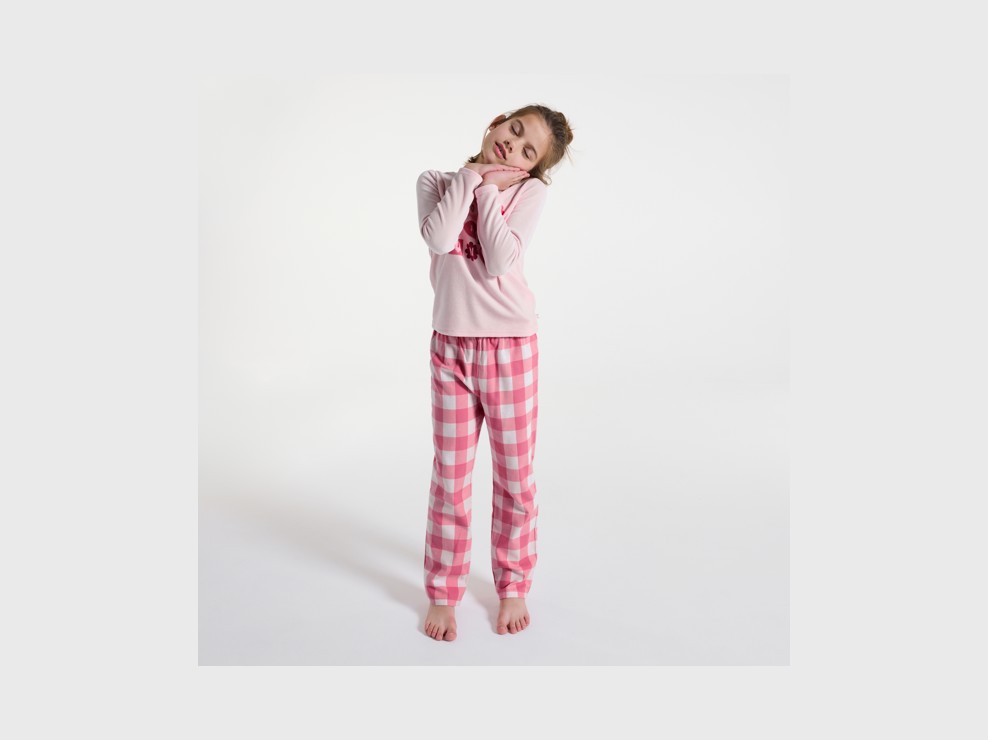 2-teiliger Pyjama mit Herzmotiv in Rosa für Mädchen 1