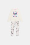 Pyjama fleuri beige fille