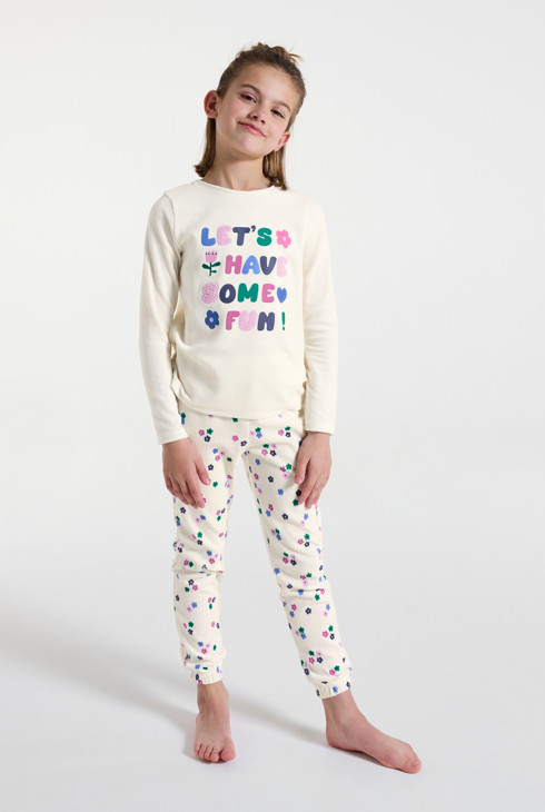 Bež pidžama cvjetnog motiva za djevojčice 1