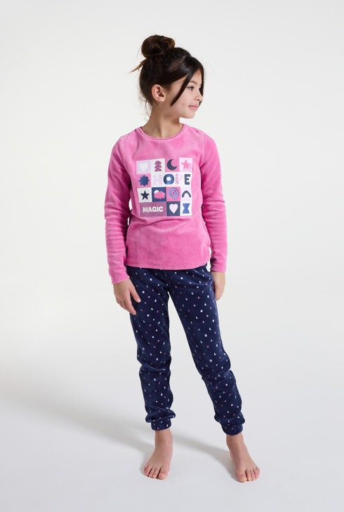 Ružičasta baršunasta pidžama za djevojčice 1