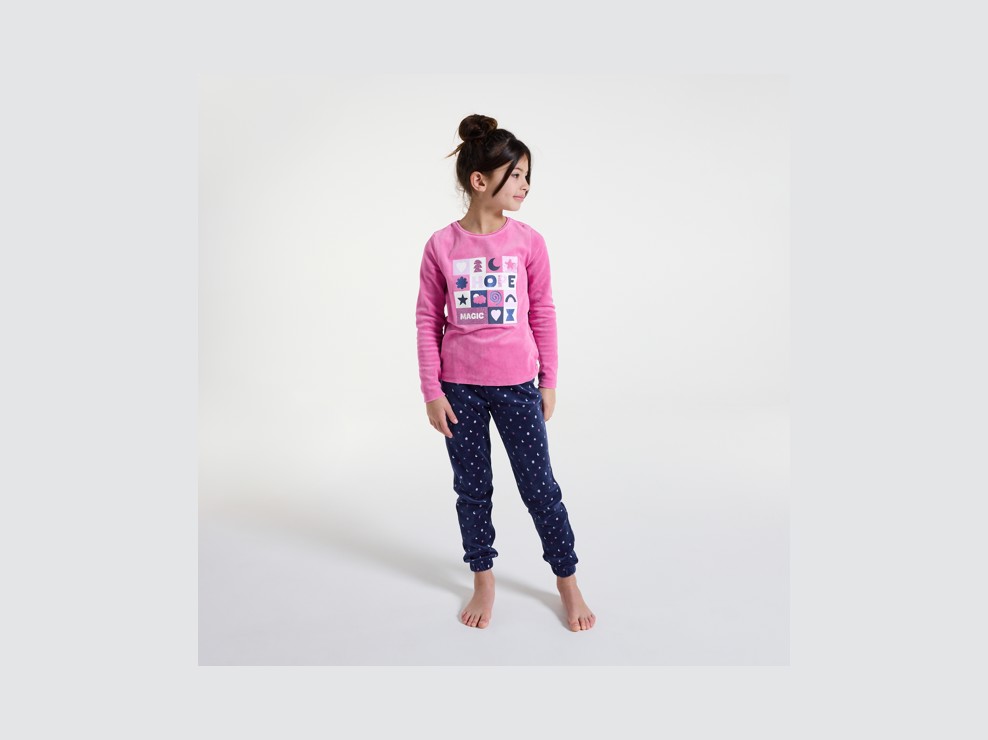 Pyjama rosa Samt Mädchen 1
