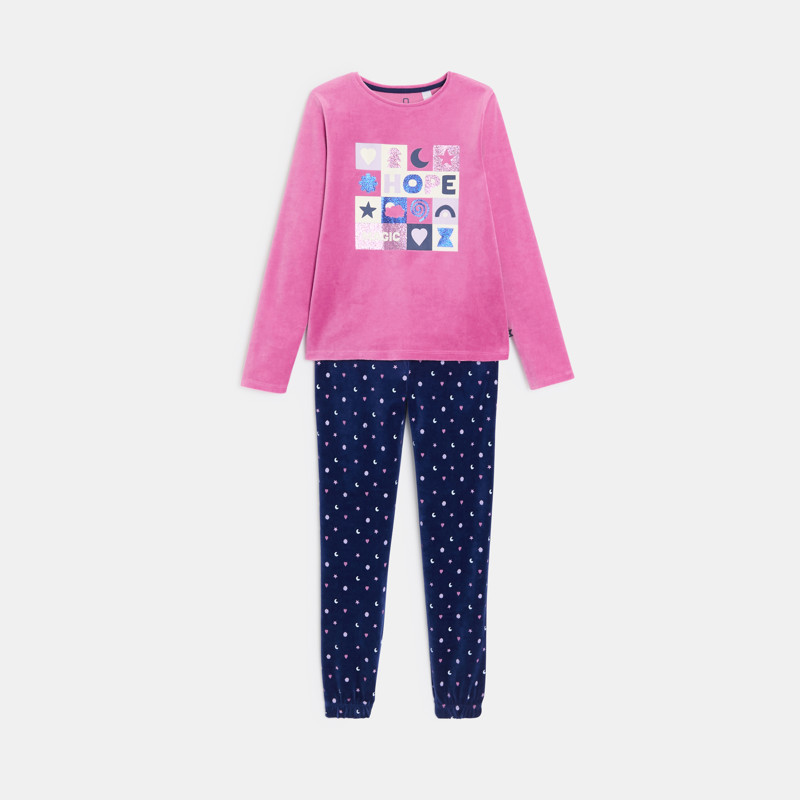 Pyjama rosa Samt Mädchen