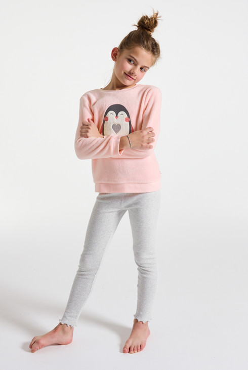 Dekliški rožnat komplet pižame 1