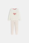 Pyjama en velours à message 2 pièces écru Fille