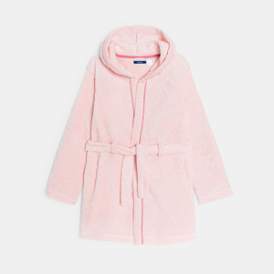 Bademantel Kapuze Fleecemull rosa Mädchen