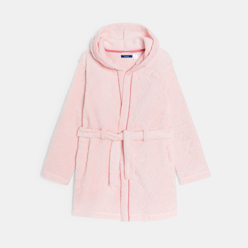 Bademantel Kapuze Fleecemull rosa Mädchen