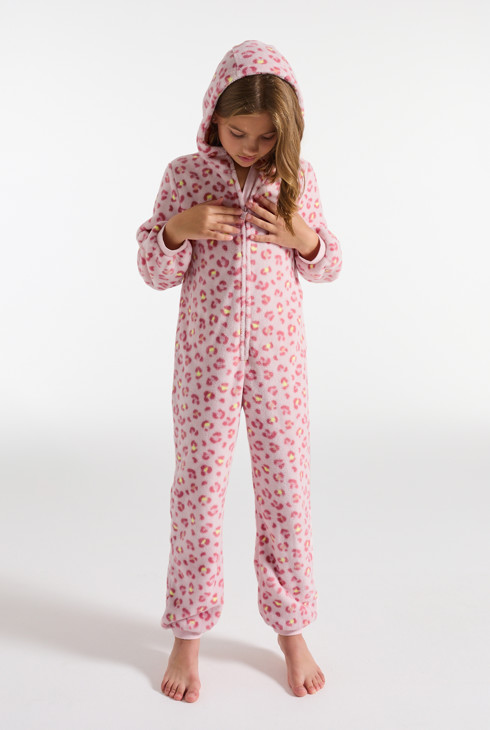 Tuta rosa con motivo leopardo per bambina 2