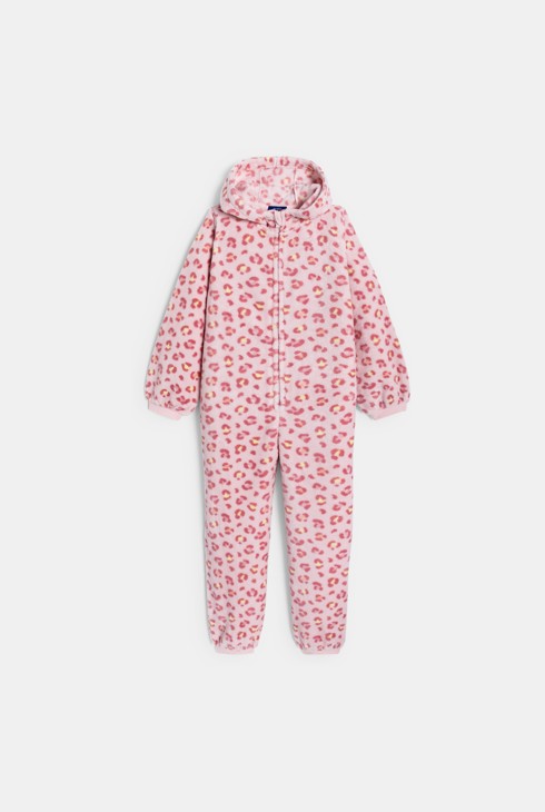 Girl's pink leopard print jumpsuit 2