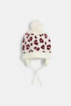 Bonnet péruvien maille léopard rose bébé fille