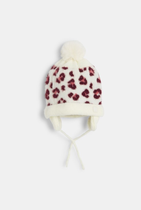 Bonnet péruvien maille léopard rose bébé fille 1