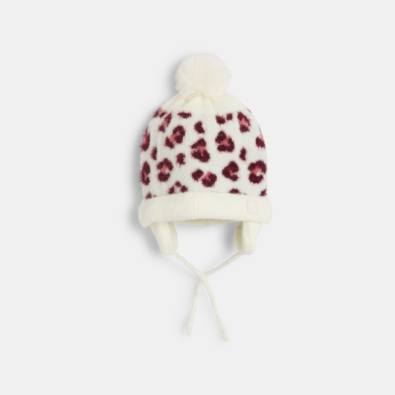 Inka-Mütze aus Strick mit Leopardenmuster in Rosa für kleine Mädchen