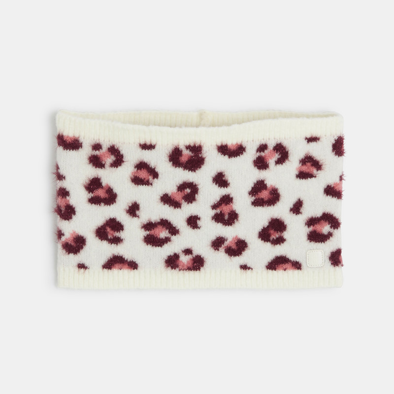 Snood aus Leopardenstrick in Rosa für kleine Mädchen