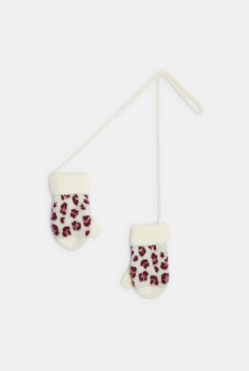 Moufles maille léopard rose bébé fille 1