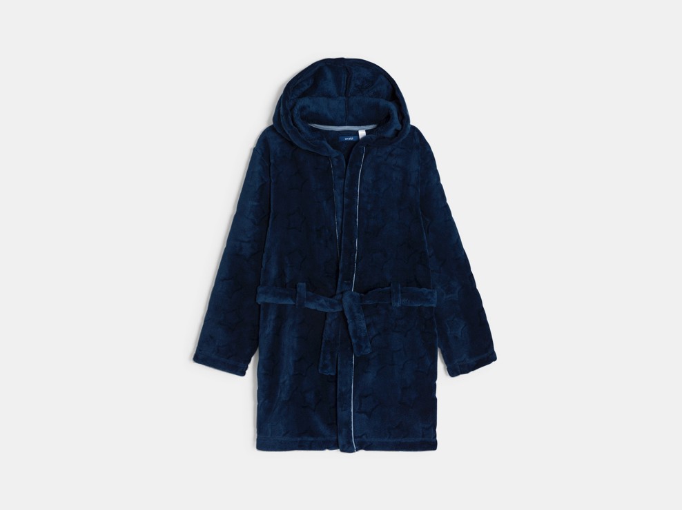 Peignoir à capuche en moumoute polaire bleu marine Garçon 2
