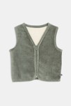 Gilet zippé sans manches velours et moumoute vert bébé garçon