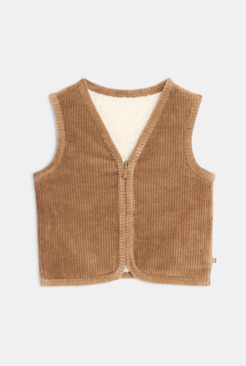 Smeđi prsluk bez rukava s patentnim zatvaračem od podstavljenog baršuna za dječake 2