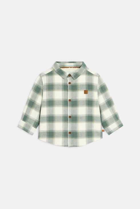 Sobrecamisa forrada sherpa cuadros verde bebé niño 1