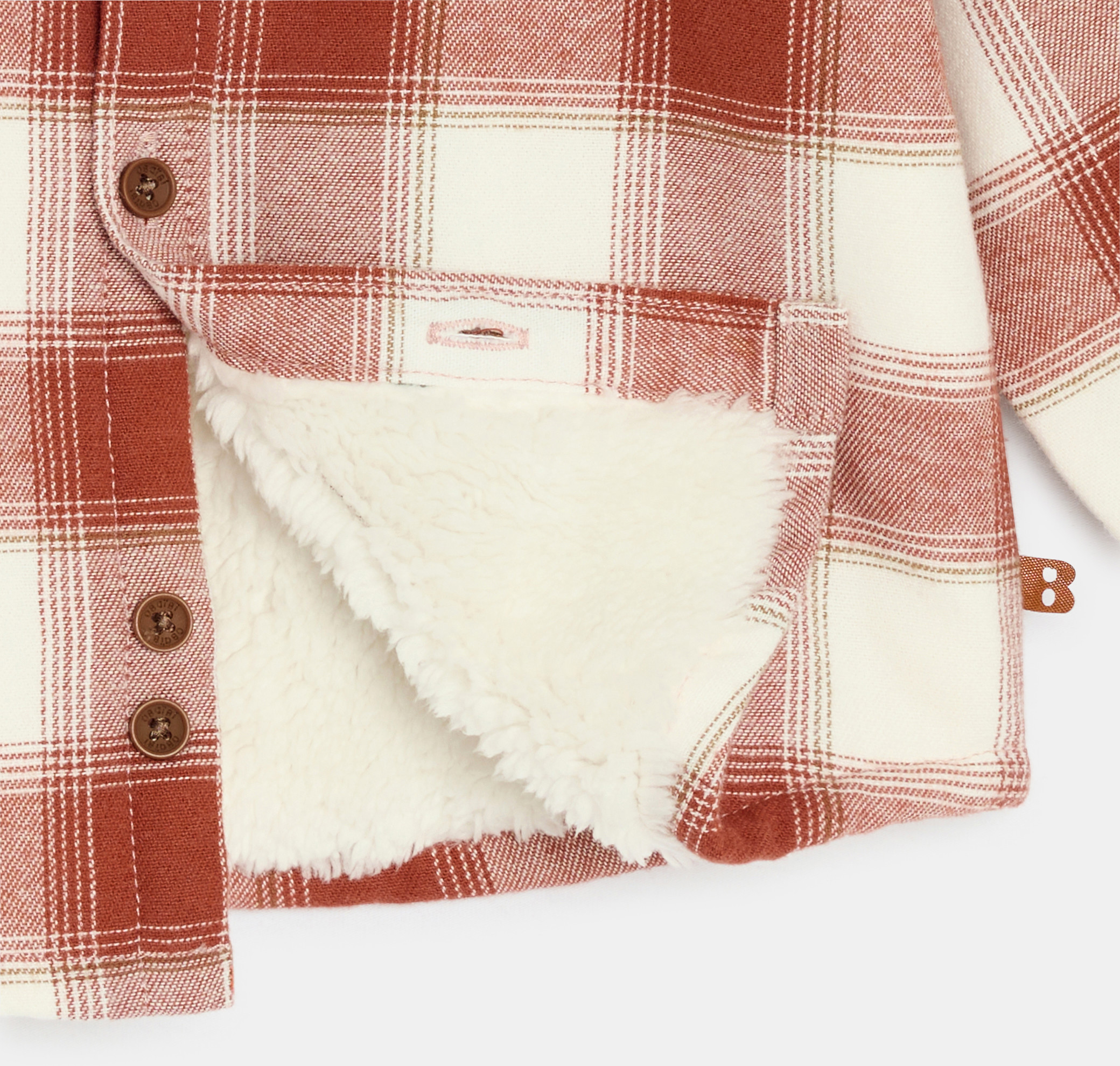 Crvena karirana podstavljena lagana jakna od sintetičkog krzna za dječake 2