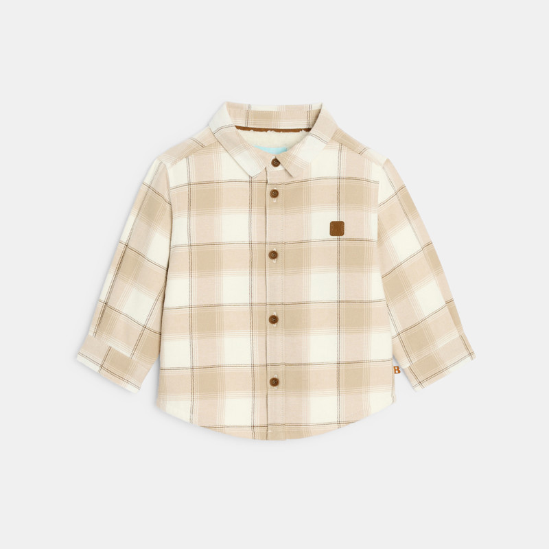 Hemdjacke Sherpafutter Karos beige Kleinkind Junge