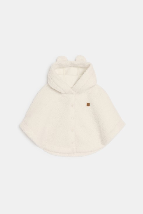 Cape à capuche en sherpa blanc bébé naissance mixte 1