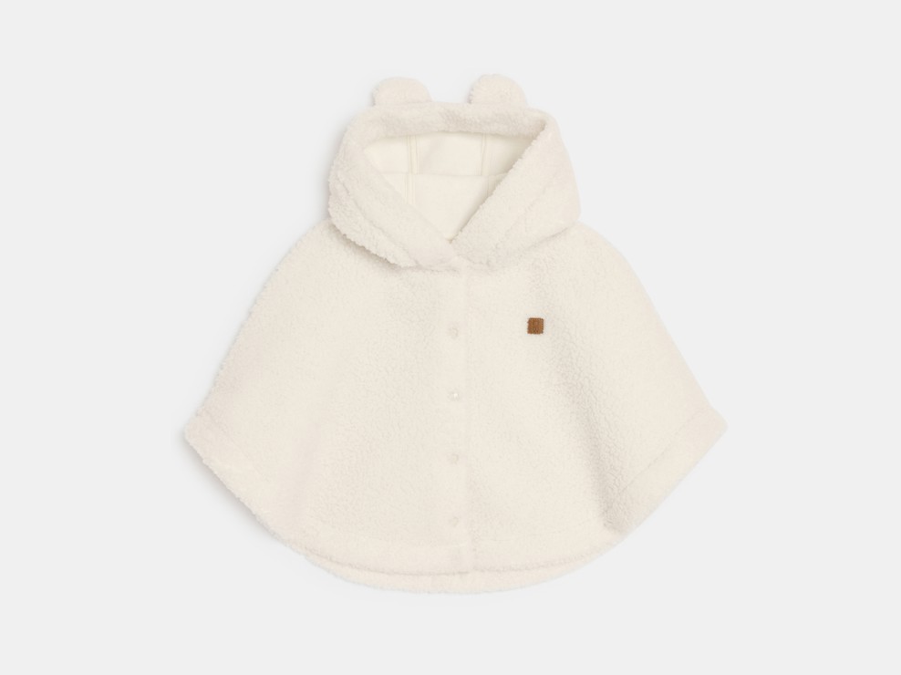 Cape à capuche en sherpa blanc bébé naissance mixte 1