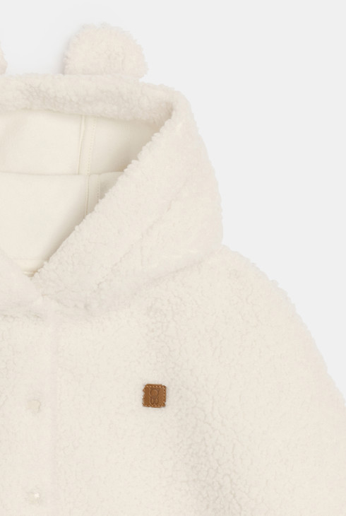 Mantella con cappuccio bianca in sherpa per neonato unisex 2