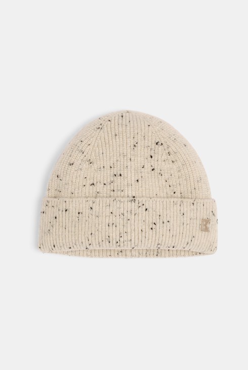 Cuffietta mélange in maglia a coste beige bambino 1