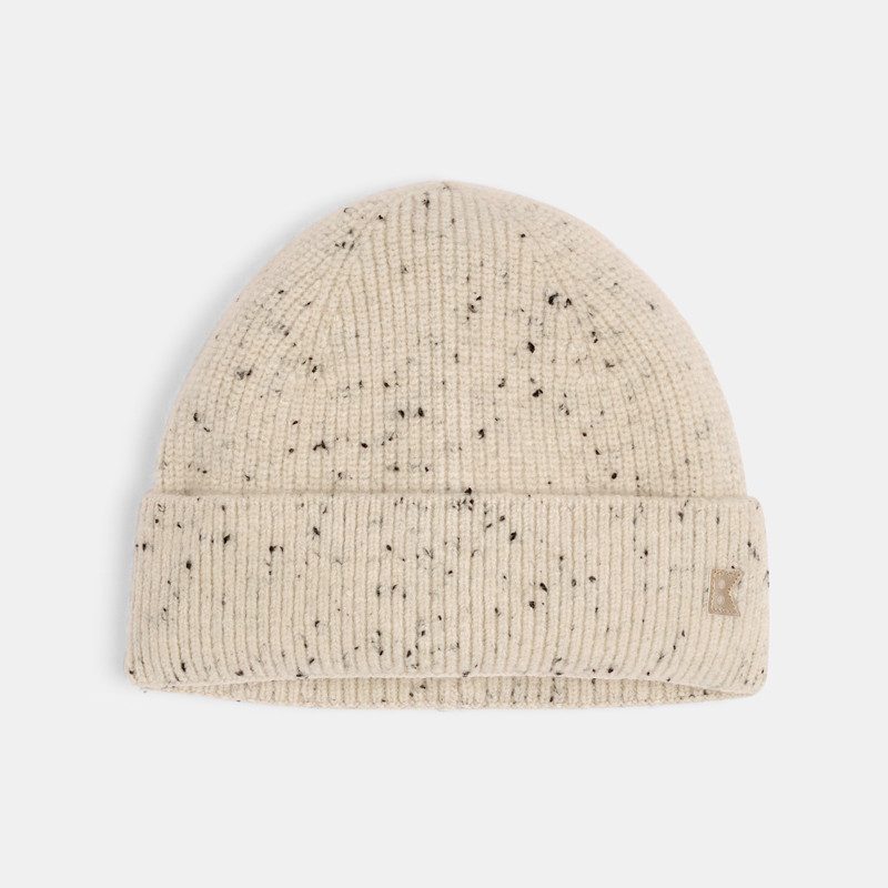 Mütze meliert Rippstrick beige Jungen