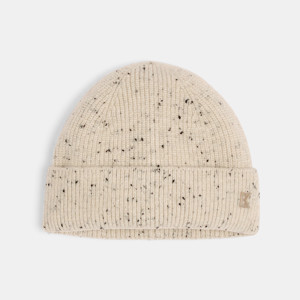 Bonnet chiné en maille côtelée beige Garçon