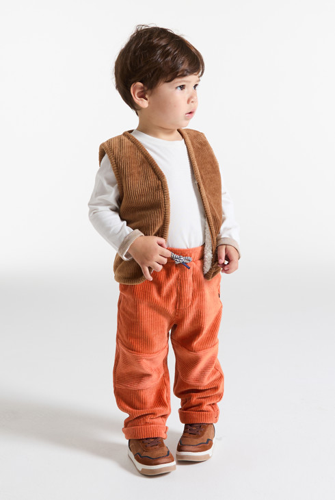 Pantalón terciopelo naranja bebé niño 1