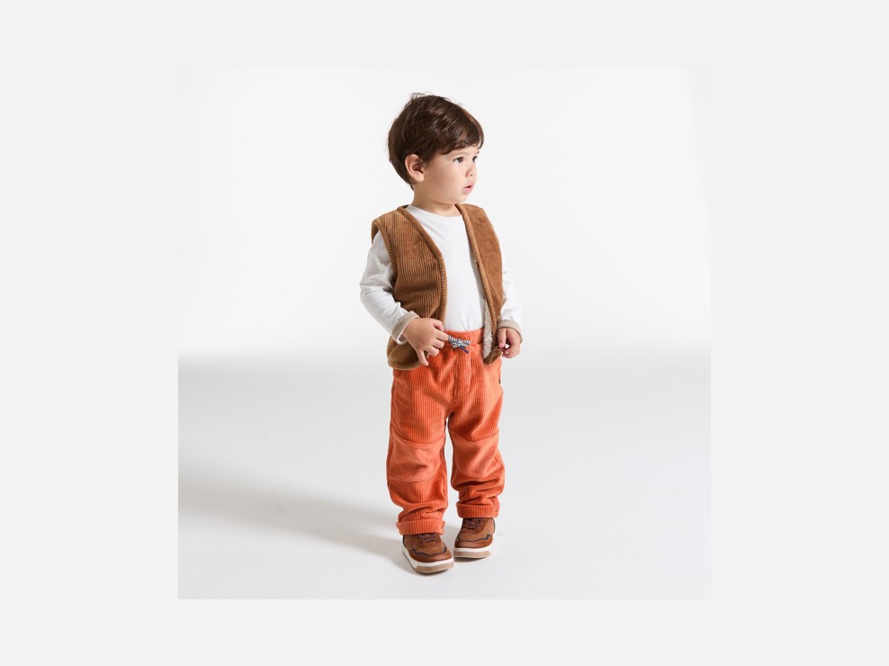 Fantovske oranžne žametne hlače za dojenčke 1