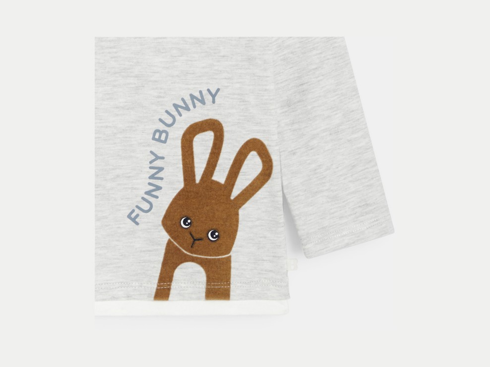 Szara koszulka z długim rękawem z motywem królika niemowlę chłopiec 2