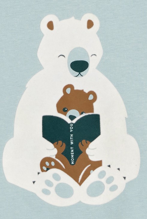 T-shirt bleu manches longues motif ours bébé garçon