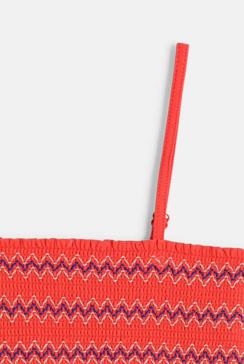 Robe smockée à bretelles rouge Fille